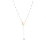 14 Karat Gold Lariat Necklace with Cultured Freshwater Pearl End
