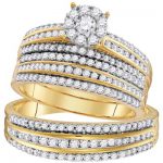 14K YELLOW GOLD ROUND DIAMOND SOLITAIRE MATCHING WEDDING RING SET 1-1/4 CTTW