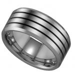 Tungsten Comfort-Fit Wedding Band with Black Lines