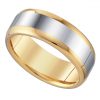 Tungsten Gold-tone Comfort-fit Wedding Band with Silver-tone Center