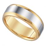 Tungsten Gold-tone Comfort-fit Wedding Band with Silver-tone Center