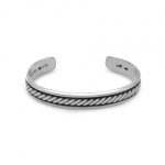 Oxidized Men's Cuff Bracelet with Rope Design