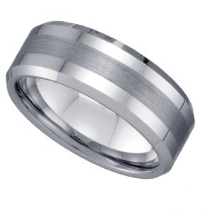 Tungsten Center Brushed Beveled Edges Comfirt-fit Wedding Band