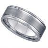 Tungsten Brushed Center With Grooves Comfort-fit Wedding Band