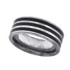 Tungsten 3 Black Line Stripes Flat Comfort-Fit Wedding Band