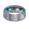 Tungsten Abalone Shell Center Inlay Comfort-fit Wedding Band with Step Edges