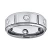 Tungsten Multi-Grooves Comfort-fit Wedding Band with Inlay CZ