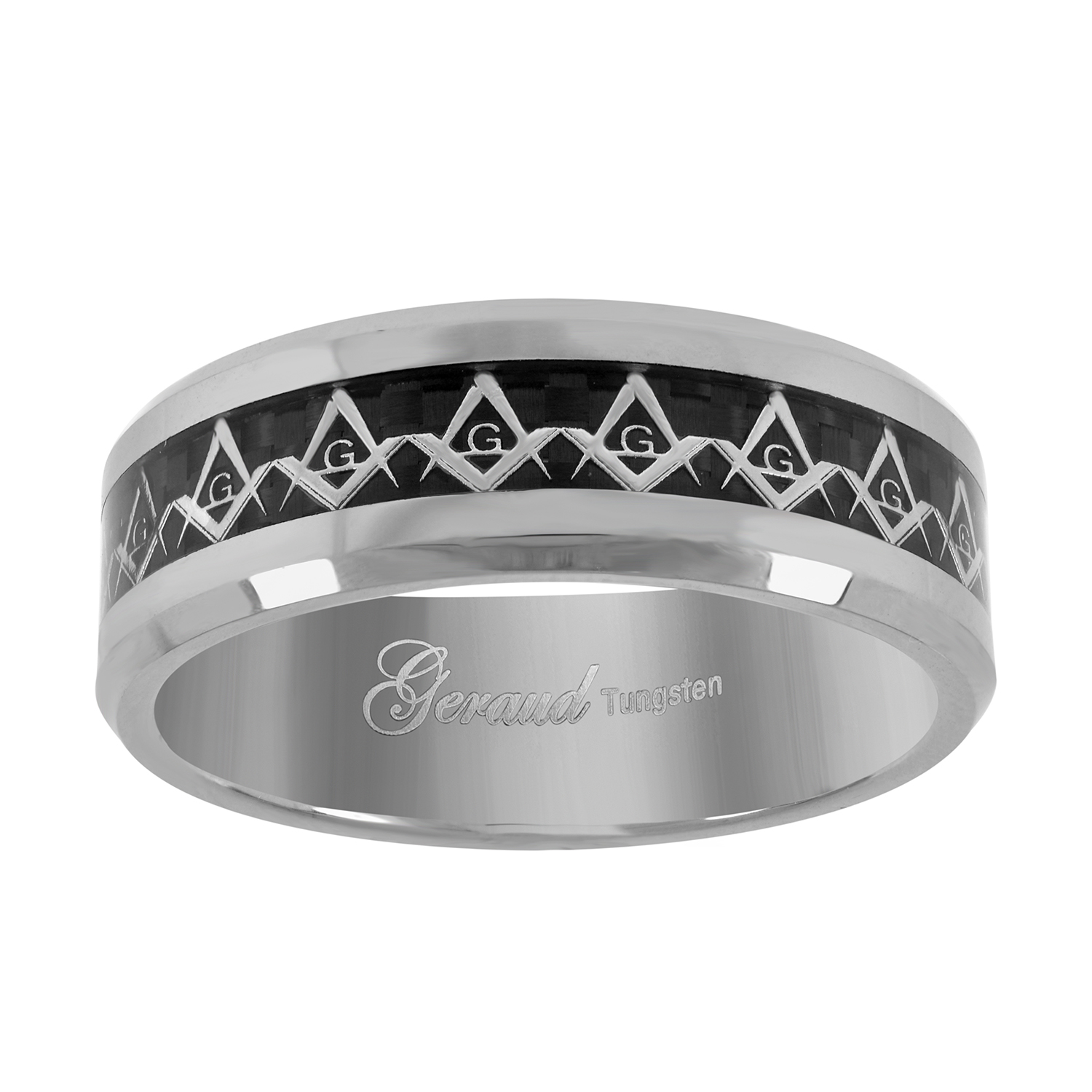MJ Metals Tungsten Carbide Wedding Band - Men's Comfort Fit Ring With Brushed Finish & Colored Recessed Edge