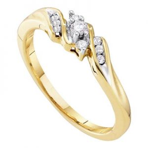10K YELLOW GOLD ROUND DIAMOND 3-STONE PROMISE BRIDAL RING 1/10 CTTW