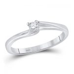 14K WHITE GOLD ROUND DIAMOND SOLITAIRE PROMISE BRIDAL RING 1/10 CTTW