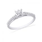 10K WHITE GOLD ROUND DIAMOND SOLITAIRE PROMISE RING 1/5 CTTW