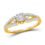 10K YELLOW GOLD ROUND DIAMOND SOLITAIRE PROMISE RING 1/4 CTTW