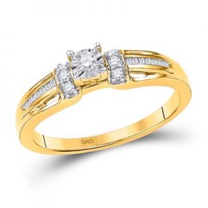 10K YELLOW GOLD ROUND DIAMOND SOLITAIRE PROMISE BRIDAL RING 1/5 CTTW
