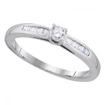 10K WHITE GOLD ROUND DIAMOND SOLITAIRE PROMISE RING 1/3 CTTW